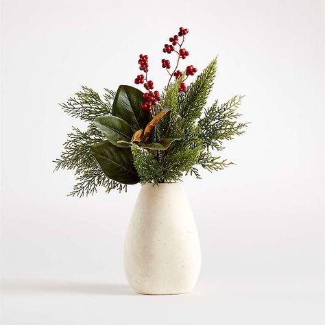 Winter Botanicals, Christmas Candlesticks, Christmas Vases, Vase Display, Artificial Floral Arrangements, Christmas Plants, Holiday Arrangement, Marble Vase, Faux Floral Arrangement