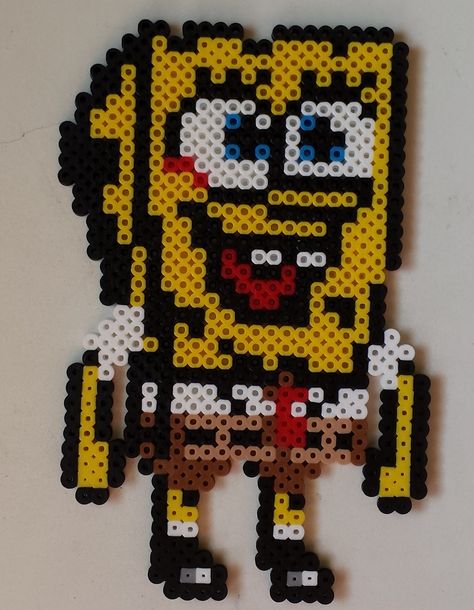 Week 3, Day 19, Yellow, Sponge Bob, Perler Beads 365 Day Challenge. Spongebob Perler, Perler Projects, 365 Day Challenge, Beads Patterns, Bead Projects, Hama Beads Patterns, Sponge Bob, Beaded Cross Stitch, Bead Ideas