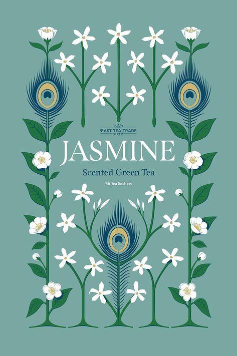 Typographie Logo, Tea Illustration, Jasmine Tea, Gig Poster, Jasmine Flower, Tea Packaging, Typography Letters, Typography Inspiration, Book Cover Design