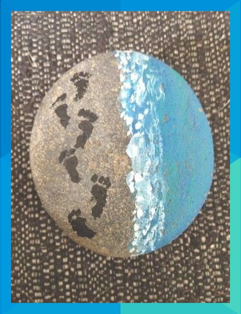 #schoenkara877 Footprints In The Sand, Diy Rock Art, Art Pierre, Rock Painting Ideas, Stone Art Painting, Painted Rocks Kids, Painted Rocks Craft, Painted Rocks Diy, Rock Painting Ideas Easy