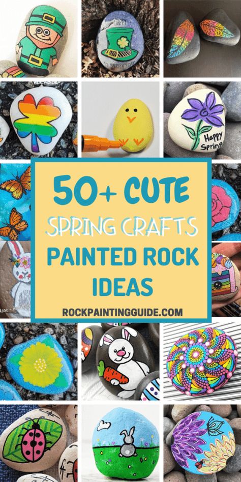 Easter Rock Painting Ideas, Easter Rock Painting, Rainbow Painting Ideas, Easy Spring Crafts, Lady Bug Painted Rocks, Painted Rock Ideas, Rock Painting Supplies, Rock Painting Tutorial, Painted Rocks Kids