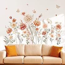 Boho Flower Wall, Grass Wall, Flower Wall Decals, Nursery Room Inspiration, Watercolor Tree, Boho Flowers, Wall Stickers Living Room, Wildflower Garden, Tree Wall Decal