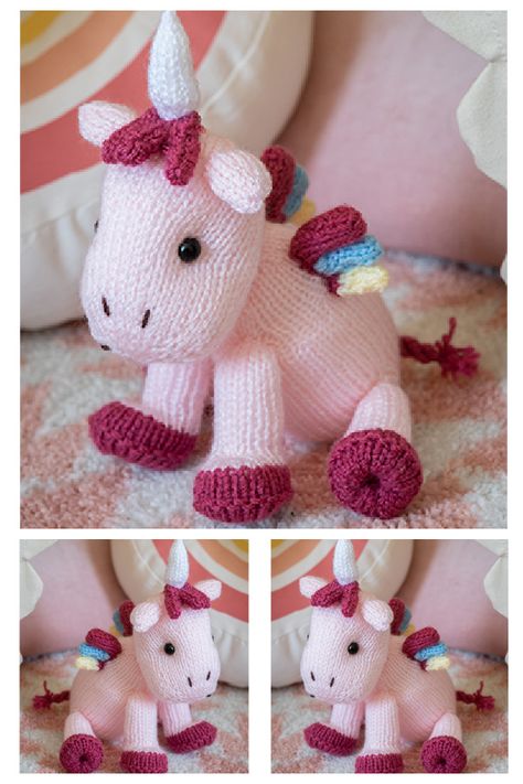 10+ Adorable Unicorn Toy Knitting Patterns Knit Toys Free Pattern Stuffed Animals, Unicorn Knitting Pattern, Diy Macrame Projects, Toy Knitting Patterns, Easy Baby Knitting Patterns, Knitting Patterns Free Dog, Rabbit Knitting Pattern, Teddy Bear Knitting Pattern, Knitted Stuffed Animals