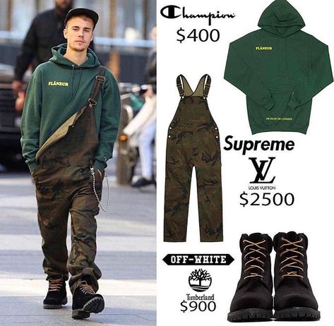 Supreme, Off-White, Timberland Justin Bieber Dressing Style, Justin Bieber Pants, White Timberlands, Beige Pants Men, Mens Outdoor Fashion, Justin Bieber Outfits, Justin Bieber Style, Boy Photography Poses, Men Fashion Casual Outfits