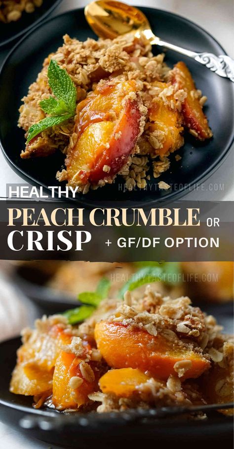 Peach Crumble With Fresh Peaches, Healthy Dessert With Peaches, Peach Crumble Cobbler Oatmeal, Low Sugar Peach Desserts, Peach Healthy Recipes, Low Calorie Peach Desserts, Healthy Peach Dessert Recipes, Gluten Free Peach Dessert, Fresh Peach Desserts