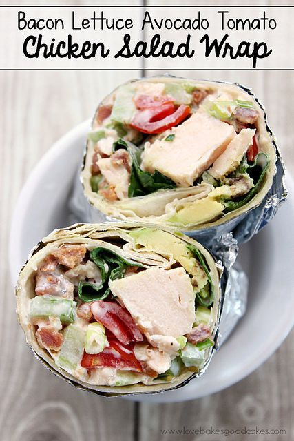 Love Bakes Good Cakes: Bacon Lettuce Avocado Tomato Chicken Salad Wraps #... Tomato Chicken Salad, Easy Meal Plan, Salad Wrap, Chicken Salad Wrap, Tomato Chicken, Salad Wraps, Lunch Idea, Quick And Easy Dinner, Avocado Chicken Salad