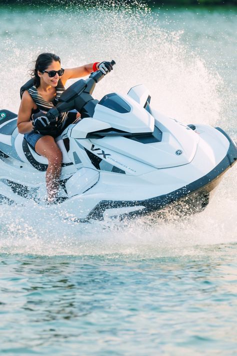 Introducing the Yamaha VX Series, the best value in the WaveRunner® line, offering versatility for family recreation and water sports. These three-person WaveRunners are mid-sized, full-featured, and are available with a new 1.9L HO Yamaha marine engine for powerful, exciting performance you can feel. The VX Series includes the VX-C, VX, VX Deluxe, VX Cruiser HO, VX Limited, and VX Limited HO. Yamaha Waverunner, Personal Watercraft, Watercraft, Water Crafts, Water Sports, North West, Montana, Technology, Sports