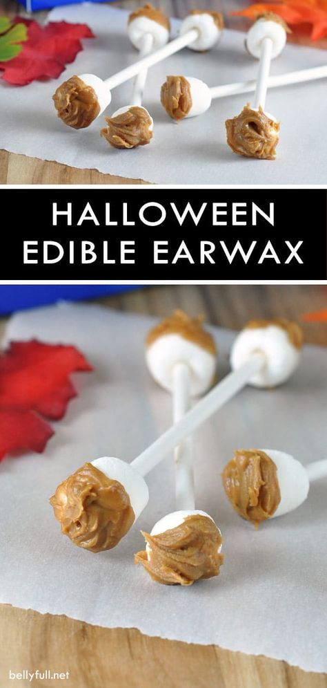 Edible Earwax Swabs. Eeewwww. Gross! And also awesome! Such a simple no bake treat to serve at any Halloween party! #halloween #nobake #easyhalloweendesserts #easyhalloweenrecipes Ear Wax Halloween Treats, Halloween Ear Wax Treats, Halloween Qtip Snack, Halloween Q Tip Treats, Gross Halloween Treats, Gross Halloween Foods, Monster Cake Pops, Marshmallow Halloween, Halloween Cooking