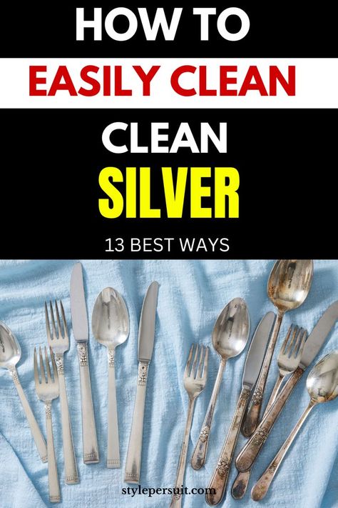 Cleaning silver is essential to maintain its lustrous shine and prevent tarnishing. Whether it's your grandmother's heirloom silverware or a cherished piece of jewelry, proper cleaning ensures its longevity and beauty. Here's a step-by-step guide on how to clean silver effectively: Cleaning Silverware, Clean Silverware, How To Clean Silverware, Cleaning Silver, Stainless Steel Silverware, How To Clean Silver, Clean Sterling Silver, Silverplate Flatware, Silver Cutlery