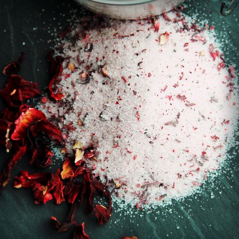 Hibiscus Sugar Hibiscus Recipe, Infused Salt, Infused Sugar, Dried Hibiscus Flowers, Flavored Sugar, No Salt Recipes, Sweet Tart, Agua Fresca, No Sugar Foods