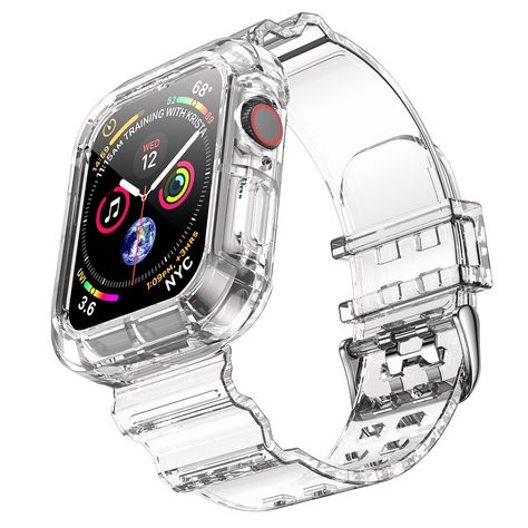 PRICES MAY VARY. 【Compatible Models】 NotoCity Clear Apple Watch Bands compatible for Apple iWatch Series 9 Series 8 Series 7 45mm, Series SE Series 6 Series 5 Series 4 44mm, Series 3 Series 2 Series 1 42mm. Please pay attention to choose the right size before you buy. 【Unique Safety Design】The Bumper and The Apple iWatch Band are integrated and create a unique style. The bumper can protect your apple watch absolutely, and this iwatch bands is combined with it so that you will not worry about los Clear Watch, Jelly Crystals, Apple Watch 42mm, Bracelet Apple Watch, Iwatch Apple, Apple Watch 38mm, Wearable Technology, Apple Watch Series, Crystal Bracelets