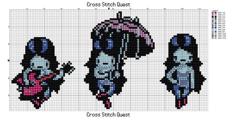 Marceline Pattern_Page_1 Marceline Pixel Art, Geeky Cross Stitch Patterns, Pixel Art Tutorial, Pixel Art Templates, Pixel Art Grid, Beaded Cross Stitch, Pixel Pattern, Pixel Art Pattern, Perler Patterns