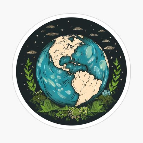 World by mushongc | Redbubble Earth Stickers, Illustration Plants, World Sticker, Plant Tree, Gift For Brother, Nature Plants, Plant Illustration, Nature Illustration, Grandpa Gifts