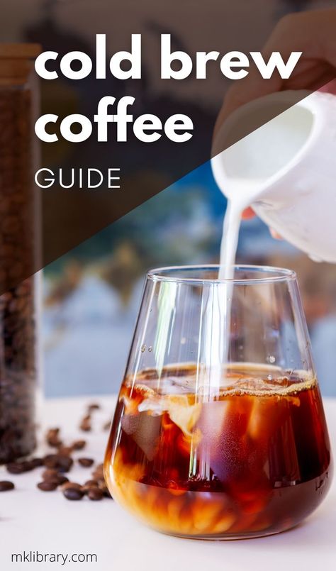 This is your comprehensive guide to all things cold brew coffee! Cold brew fuels me throughout the warm months, and there are so many ways to prepare this essential beverage. Find the full guide on MK Library.com! Cold Brew Ratio, Cold Brew Coffee Ratio, Diy Cold Brew Coffee, Dietitian Tips, Make Cold Brew, Cold Brew Coffee Recipe, Cold Brew At Home, Coffee Brewing Methods, Cold Brew Iced Coffee