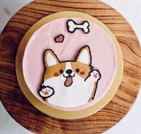 Corgi Cake Ideas, Corgi Birthday Cake, Corgi Cake, Golden Retriever Cake, Cami Cakes, Pet Cake, Cake Icon, Korean Cake, Dog Birthday Cake