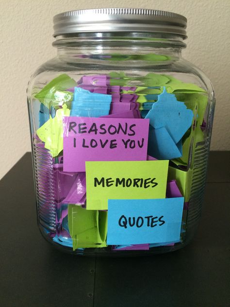 Reasons I love you, memories, quotes jar for friends/family Jar Quotes Diy Gift Ideas, Memory Jar Ideas For Best Friend, Reasons Why I Love You Best Friend Jar, Quote Jar Ideas Friends, Memorie Jar Ideas, Jar For Girlfriend, I Love You Jar For Boyfriend, Message Jar Ideas, Jar Of Memories Gift