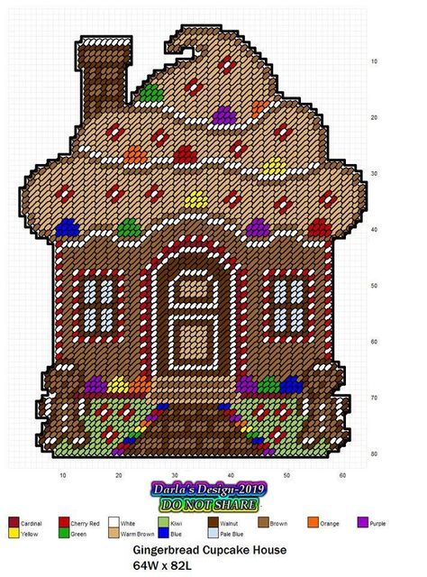 Cupcake House, Canvas Door Hanger, Gingerbread House Patterns, Plastic Canvas Coasters, Plastic Canvas Stitches, Plastic Canvas Ornaments, Xmas Cross Stitch, Plastic Canvas Tissue Boxes, Plastic Canvas Christmas