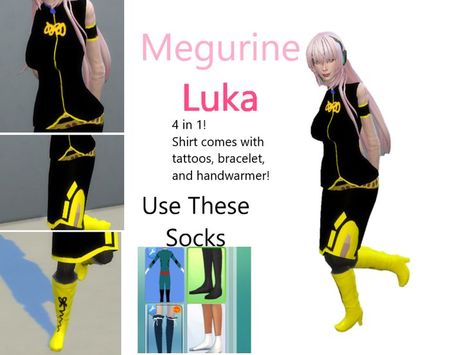 DL avalible! Luka Vocaloid, Los Sims 4, Cosplay Clothes, Sims 4 Anime, Megurine Luka, Los Sims, Sims 4 Cc Packs, Clothing Catalog, Mens Accessories Jewelry