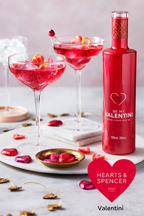 Looking to drink in some romance this Valentine's Day? Try our LOVE-ly new Valentini, a rum cocktail with notes of cranberry and lime. Best enjoyed over ice, with your favourite person. Tag your valentine to spread the love! #MyMarksFave Mixed Cocktails, Romantic Cocktails, Valentine Drinks, Valentine Cocktails, Chocolate And Strawberry, Valentines Day Poster, Rum Bottle, Strawberry Hearts, Cocktail Photography