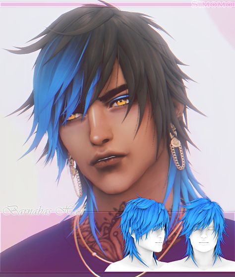 Llama CC Finds — simomo-cc: ~*Barnabas Hair*~ 200 Swatches For Male... Different Anime Hairstyles, Two Color Hair, Male Sims, Sims 4 Hair Male, Anime Hairstyles, Sims 4 Anime, Pelo Sims, Sims 4 Mm Cc, Tumblr Sims 4