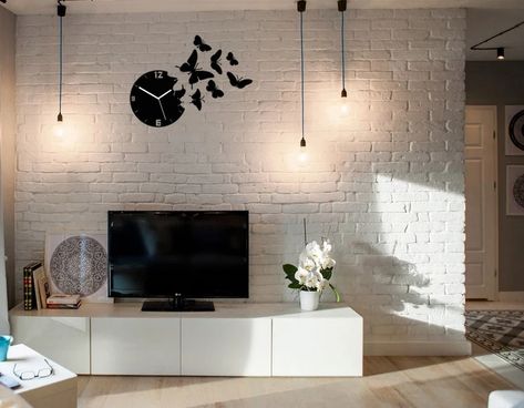 Clock Over Tv, Brick Wall Clock, Black And White Wall Clock Living Rooms, Large Wall Clock With Numbers, Large Black Wall Clock, Wall Clock Simpl Plain Black, Unique Wall Clocks, Large Wall Clock, Tv Wall