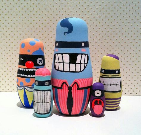 nesting monsters Nesting Dolls Diy, Clay Monster, Stacking Dolls, Babushka Dolls, Russian Dolls, Russian Nesting Dolls, Matryoshka Doll, Halloween Monster, Russian Doll