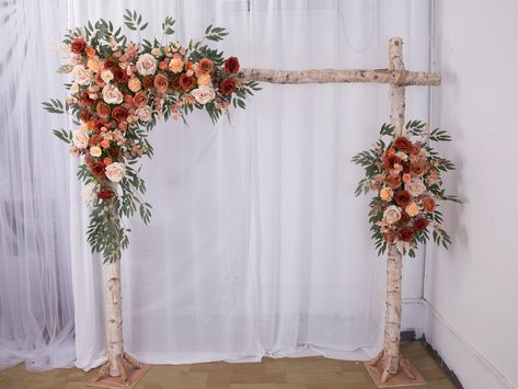 Terracotta Weding Flowers Rust Orange Rose Autumn Fall Flower Arch for Wedding Wedding Swag for Circular Arch Wedding Backdrop The flower arrangements are made by high quality artificial flowers and greenery . *Name : Wedding Arrangement Flowers  *Color & Size : As photos shows  *Customized color : Yes ! *Material: silk flowers, foam base Only Flowers included ,the listing don't included the wood arch or metal arch ,but if you need any of them ,pls message for more information . - Customized Order : * I can customize the size or color you need. Feel free to email me please. Kindly noted below : * Pictures may not reflect the actual size because some are enlarged to show product detail. Please refer to the item description for accurate product size. * The color display on your screen may sl Autumnal Wedding Arch, Flower Arch For Wedding, Terracotta Wedding Flowers, Arch Wedding Backdrop, Circular Arch, Diy Fall Wedding Decorations, Arch For Wedding, Arrangement Flowers, Ranunculus Bouquet