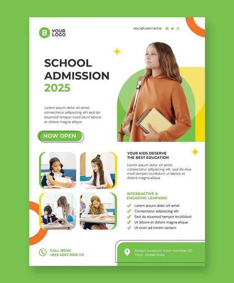 #School_Admissions_Flyer #School_Flyers_Ideas #Educational_Brochure_Design_Ideas #School_Leaflet_Design Flyer Layout Ideas, School Flyers Ideas, School Admission Brochure, Flyer Design School, School Admission Flyer Design, Educational Flyer Design, Flyer Poster Design, School Flyer Design Templates, School Admissions Poster