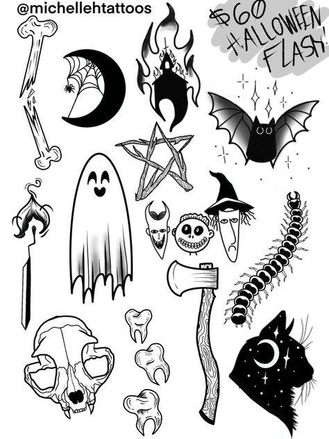 Demon Woman Tattoo Design, Easy Spooky Tattoo, Witchy Goth Tattoo, Small Gothic Flash Tattoos, Dark Flash Tattoo Simple, Gothic Filler Tattoo, Edgy Tattoo Flash, Easy Goth Tattoos, Halloween Filler Tattoo