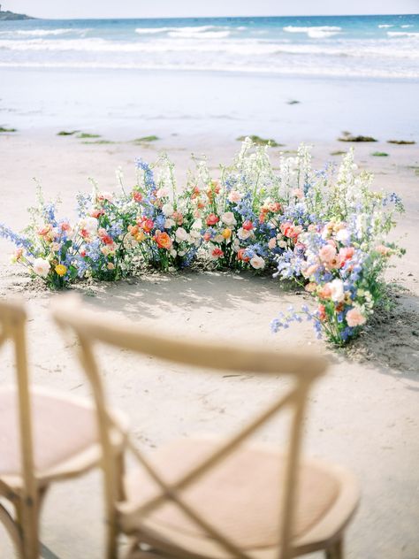 This San Diego Beach wedding styled by Jade Magnolia and Alisha Crossley was right out of a dream! California's rugged cliffs and the Pacific Ocean made for one amazing backdrop for Jaydah & Luke. | Tom Schelling Photography | Orange County Wedding | LA Wedding | adventure wedding | beautiful | romantic | Mint Design | Margaux Paperie | SoCal | southern california wedding | SoCal wedding | palm trees | California wedding venues | California wedding photography | elopement | Garden Party Beach Wedding, Coastal Wildflower Wedding, Wild Flower Beach Wedding, Beach Isle Wedding, Blue Beach Wedding Flowers, Sunrise Beach Wedding Ceremony, Wedding Arches Beach, Beach Wedding Ceremony Flowers, Coastal Chic Wedding Flowers