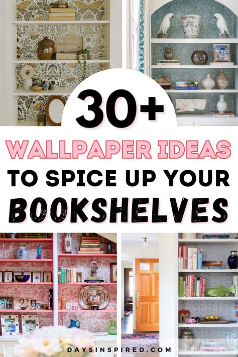 Gone are the days of plain, uninspired bookshelves. With the simple addition of wallpaper, these humble storage spaces can be elevated into stunning focal points that reflect your unique style and personality. From whimsical patterns to timeless elegance, the possibilities are endless.

In this post, I’ve compiled 30+ decor ideas for adding wallpaper to your bookshelf interiors. Upcycle Bookcase, Beige Shelves, Wallpaper Bookshelf, Seagrass Wallpaper, Brown Bookshelves, 30 Wallpaper, Blue Geometric Wallpaper, Colorful Shelf, White Built Ins