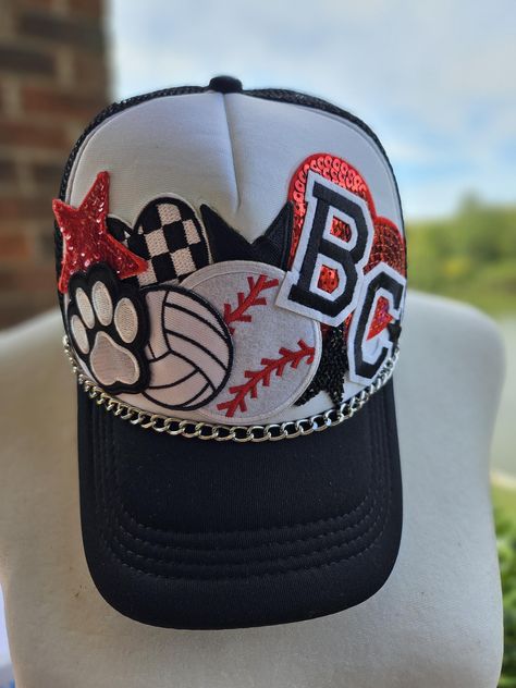 Customizable trucker hats! Be one of a kind at the games! Fun hats for all schools!  Some items can slightly vary. Please allow a few extra days for production. Baseball Trucker Hat Ideas, Trucker Hat Ideas, High School Mascots, Fun Hats, Baseball Trucker Hat, Hat Ideas, The Games, School Mascot, Cool Hats