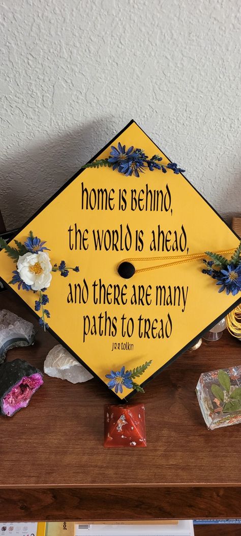 Graduation Cap Counseling, Lotr Graduation Cap, Lord Of The Rings Graduation Cap, Graduation Motivation, Lord Of The Rings Decor, Graduation Masters, Rings Graduation, Grad Hats, College Grad Cap Ideas