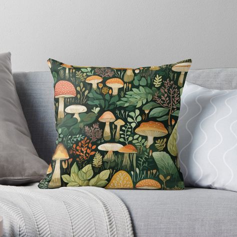 Get my art printed on awesome products. Support me at Redbubble #RBandME: https://www.redbubble.com/i/throw-pillow/Woodland-Mushroom-Forest-by-tmckaydesigns/157856148.5X2YF?asc=u Woodland Pillows, Woodland Room, Woodland Wonderland, Natural Throw Pillows, Whimsical Woodland, Mushroom Forest, Patterned Throw, Patterned Throw Pillows, Designer Throw Pillows