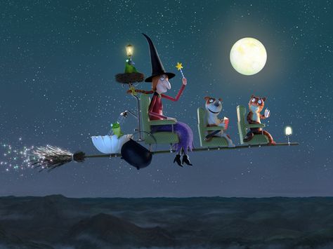 Holiday Crafts Halloween, Christmas Animation, Room On The Broom, Nostalgia Aesthetic, Fire Breathing Dragon, Sound Book, Witch Cat, Witch Art, Famous Books