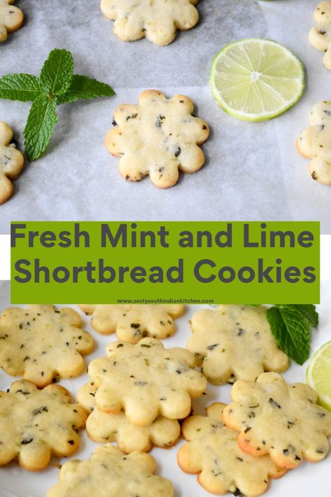 Herbed Shortbread Cookies, Mint Baked Goods, Mint Shortbread Cookies, Herb Shortbread Cookies, Desserts With Mint Leaves, Herb Cookies Recipes, Dried Mint Recipes, Recipes With Mint Extract, Baking With Herbs