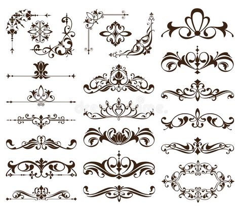 Vintage frames, corners, borders with delicate swirls in Art Nouveau for decoration and design works with floral motifs vintage st vector illustration Charcoal Artwork, Corner Borders, Deco Font, Art Gallery Interior, Art Nouveau Pattern, Motif Vintage, Ornament Frame, Floral Elements, Deco Engagement Ring