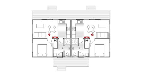 Farm Homes - Staff Quarters Twin floor plan Boys Quarters House Plan, Dorm Planning, Staff Quarters, Servants Quarters, Farm Homes, Farm Workers, Dormitory Room, Guard House, Staff Room