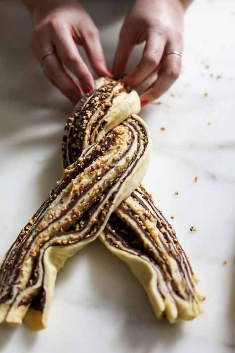 Chocolate Hazelnut Babka — FEED THE SWIMMERS Chocolate Hazelnut Bread, Hazelnut Bread, Baking Together, The Swimmers, Sweet Bread Rolls, Babka Recipe, Chocolate Babka, Messy Kitchen, Chocolate Hazelnut