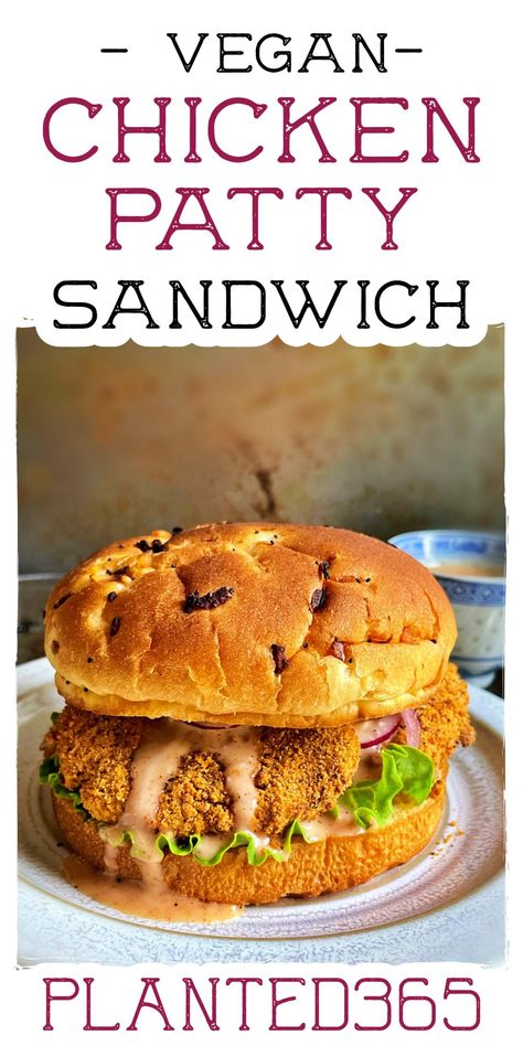 Vegan Chicken Patty, Vegan Chicken Patties, Vegan Chicken Sandwich, Vegetarian Burgers, Chicken Patty, Chicken Sandwich Recipe, Gluten Free Bagels, Spicy Chicken Sandwiches, Vegan Party