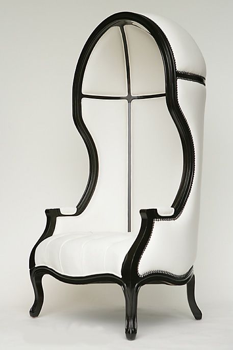 The porter's chair dates back to 16th century France.   These chairs were commonly used for protection from the draughts  when the gatekeep... Porter Chair, Black And White Furniture, Boho Chair, Unique Chair, Old Chairs, Restaurant Chairs, High Back Chairs, Elements Of Style, Diy Chair