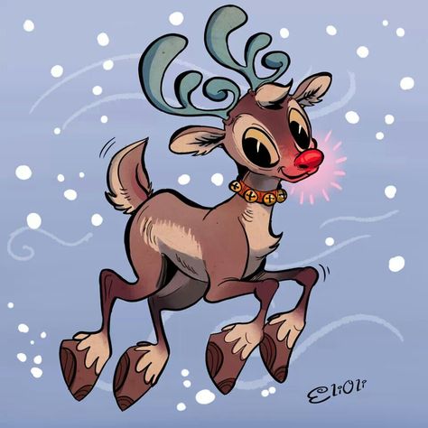 Rudolph Rudolph Drawing, Reindeer Tattoo, Rudolph Characters, Elioli Art, Reindeer Drawing, Old Cartoon Characters, Cartoon Reindeer, Deer Art, Rudolph The Red