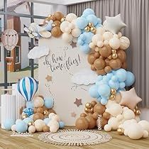 Time Flies First Birthday, Brown Balloons, Flying With A Baby, Airplane Party, Birthday Travel, Pearl Decorations, Garland Arch, Star Cloud, Arch Kit