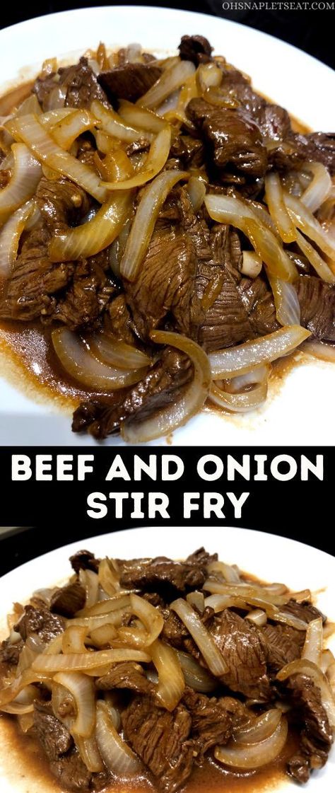 This easy weeknight steak dinner with onions and mushrooms takes about 15 minutes to make and is always a hit with my whole family. Steak Stirfry Recipes, Round Steak Recipes, Beef Stir Fry Recipes, Steak And Onions, Beef Steak Recipes, Fried Beef, Easy Chinese Recipes, Onion Recipes, Beef Recipes Easy