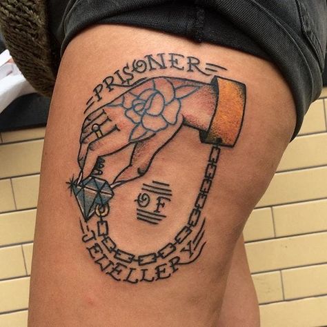 Prisoner Of Love Tattoo, Prisoner Of Love, Love Tattoo, Tattoo Traditional, Book Tattoo, American Traditional Tattoo, American Traditional, Couple Tattoos, Love Tattoos