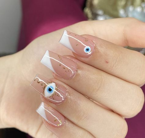 Short Coffin Nails Designs, Pop Art Nails, Pedicure Designs Toenails, Evil Eye Nails, Coffin Nails Matte, Witchy Nails, Wow Nails, Polish Nails, French Manicure Nails