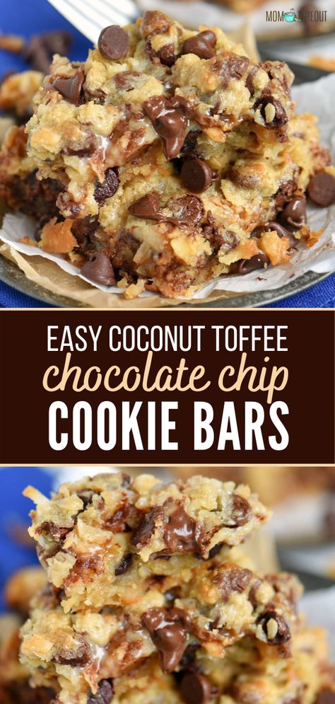 Toffee Coconut Chocolate Bars, Coconut Toffee Chocolate Chip Cookie Bar, Coconut Toffee Chocolate Chip Bars, Toffee Chocolate Chip Bars, The Best Cookie Bars, Chocolate Chip Cookies With Toffee Bits, Bar Cookies Recipes 9x13, Twelve Tomatoes Recipes Desserts, 12 Tomatoes Recipes Desserts