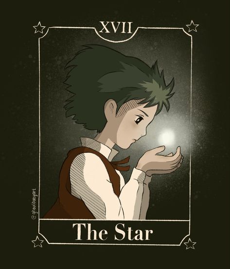 Ghibli Tarot Cards, Ghibli Tarot, The Star Tarot Card Art, Star Tarot Card Art, Howl Calcifer, Calcifer Art, Howl Jenkins, The Star Tarot Card, Howls Moving Castle Art