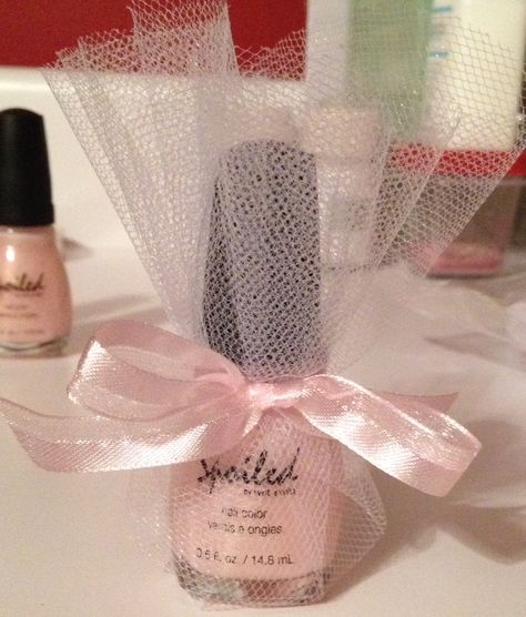 Nail polish favors by Spoiled. Color is Tattle Tell Homemade Baby Shower Favors, Nail Polish Party, Nail Polish Favors, Trendy Baby Shower Themes, Girls Party Favors, Diy Party Favors, Trendy Baby Shower Ideas, Boy Baby Shower Themes, Fiesta Baby Shower