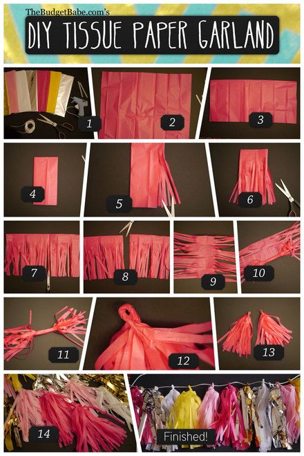 DIY Tissue Paper Tassel Garland - Could also be done w fabric Tassel Garland Tutorial, Paper Tassel Garland, Wedding Table Garland, Pompon Diy, Diy Tassel Garland, Tissue Paper Garlands, Tissue Paper Tassel Garland, Tissue Paper Tassel, Winter Bridal Showers